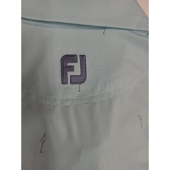 FootJoy FJ Polo Shirt Men's Size XL Mint Green Golf Flag All Over Print - Picture 8 of 9
